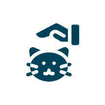 Stylized hand petting cat icon