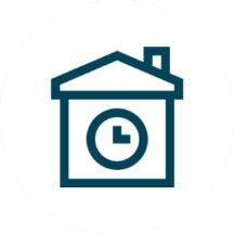 House outline with clock symbol
