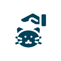 Stylized hand petting cat icon