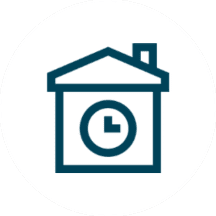House outline with clock symbol